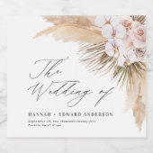 Pampas Gras getrocknete botanische Drehbühne Hochz Schaumweinetikett (Einzelnes Label)