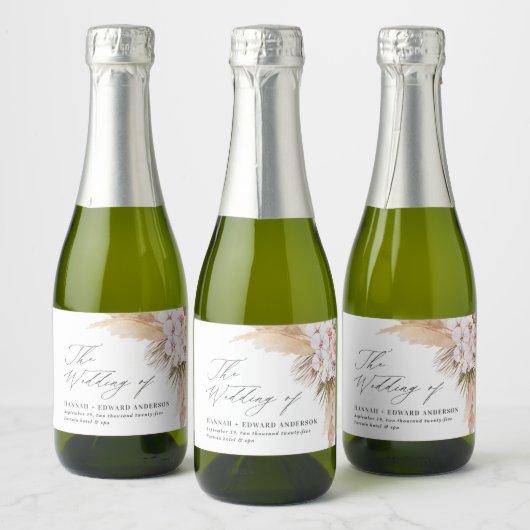 Pampas-Gras-getrocknete botanische Gastgeschenk Ho Schaumweinetikett (Flaschen)