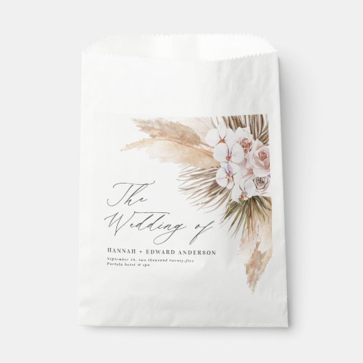 Pampas Gras getrocknete botanische Skripte Hochzei Geschenktütchen (Vorderseite)