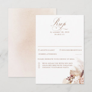 Pampas Gras getrocknete Foliage Hochzeit RSVP Karte