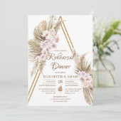 Pampas Gras getrocknete Palmblüte Rose Gold Probe Einladung (Stehend Vorderseite)