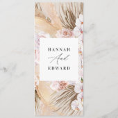 Pampas Gras getrocknetes botanisches Skript-Menü Menükarte (Rückseite)