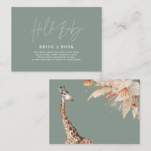 Pampas Gras Giraffe Babydusche bringen ein Buch Visitenkarte
