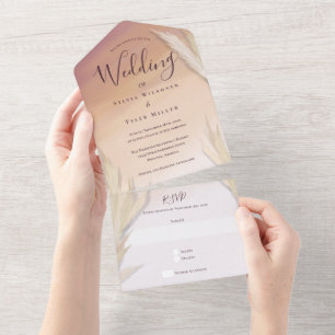 Pampas-Gras-Hochzeit All In One Einladung