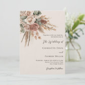 Pampas-Gras-Luxus-Hochzeit in Beige Taupe-Rose Einladung (Stehend Vorderseite)