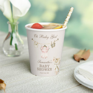 Pampas-Gras-Mädchen-Wäscheleine-Baby-Party Pappbecher