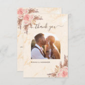 Pampas Gras Marmor Foto Hochzeit Dankeskarte (Vorne/Hinten)