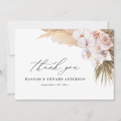 Pampas Gras Moderne botanische Böhmische Hochzeit Dankeskarte (Vorderseite)