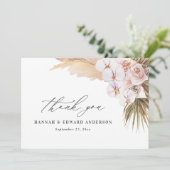 Pampas Gras Moderne botanische Böhmische Hochzeit Dankeskarte (Stehend Vorderseite)