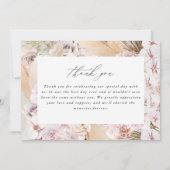 Pampas Gras Moderne botanische Böhmische Hochzeit Dankeskarte (Rückseite)