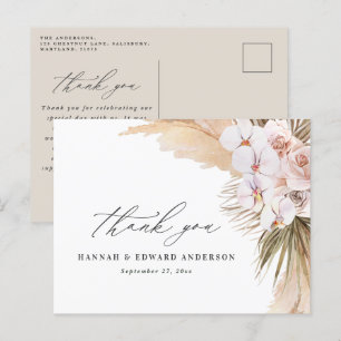 Pampas Gras Moderne botanische Böhmische Hochzeit Postkarte