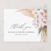 Pampas Gras Moderne botanische Böhmische Hochzeit Postkarte (Vorderseite)