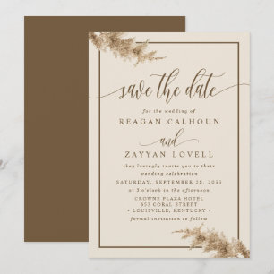 Pampas Gras moderne Kalligrafie Save The Date