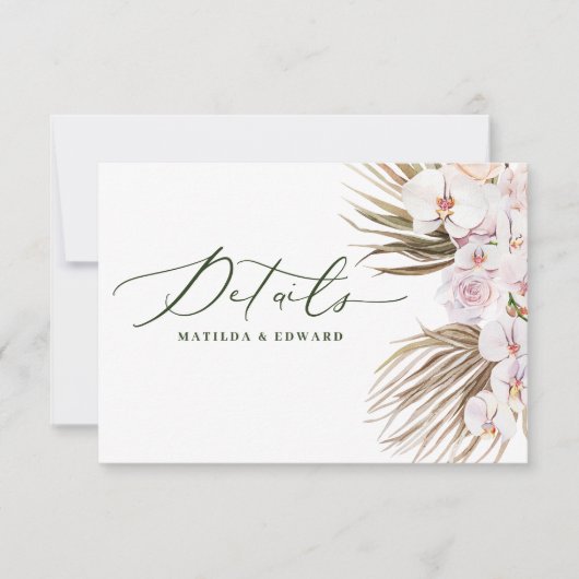 Pampas gras palm orchid moderne rustikale Details RSVP Karte (Vorderseite)