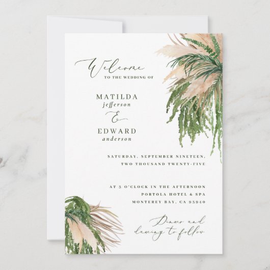 Pampas Gras Palmen Blätter natürlichen modernen ru (Vorderseite)