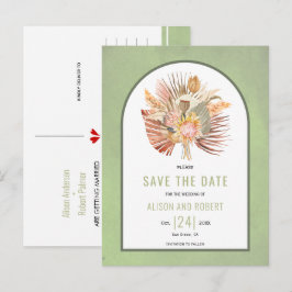 Pampas Gras, Palmen Blätter Salbei Save the Date Postkarte