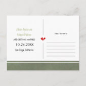 Pampas-Gras, Palmen-Blätter Save the Date grün Postkarte (Rückseite)