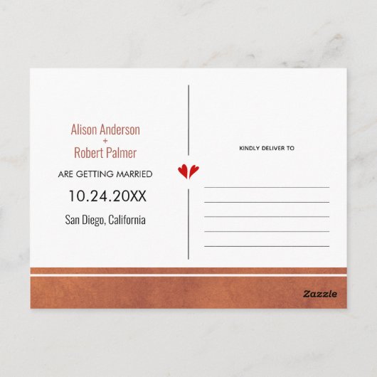 Pampas Gras, Palmen Blätter Save the Date Postkarte (Rückseite)