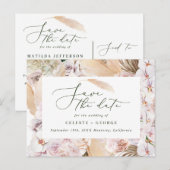 Pampas gras palmenblättrig orchid moderne rustikal ankündigungspostkarte (Vorne/Hinten)