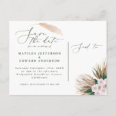 Pampas gras palmenblättrig orchid moderne rustikal ankündigungspostkarte (Rückseite)