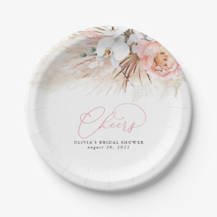 Pampas Gras Pink Blumen Cheers Tropisch Pappteller