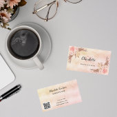 Pampas Gras Rosa Flora Monogramm QR Code Visitenkarte