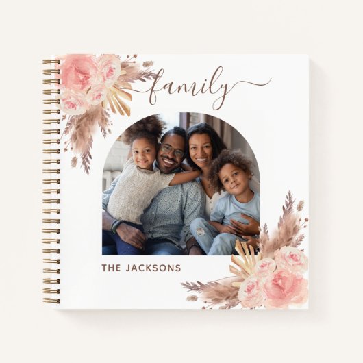 Pampas Gras Rosa Foto Boho Notizblock (Vorderseite)