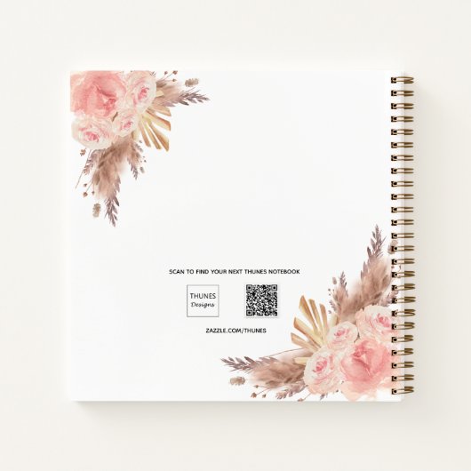 Pampas Gras Rosa Foto Boho Notizblock (Rückseite)