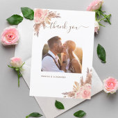 Pampas Gras Rosa Foto Hochzeit Dankeskarte