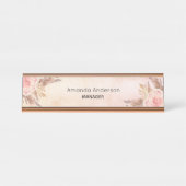 Pampas Gras Rosa Rose Gold Schreibtischnamensplakette (Vorderseite )