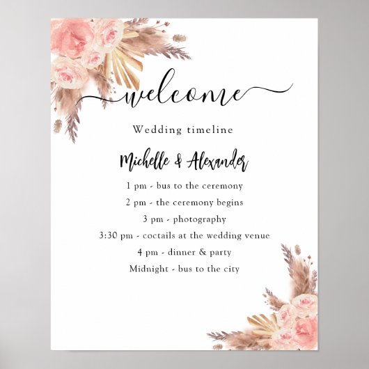 Pampas Gras Rose Blumenzwiebelprogramm Zeitplan Poster (Vorne)