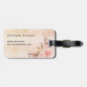 Pampas Gras Rose Gold Blume boho Name Gepäckanhänger (Rückseite horizontal)