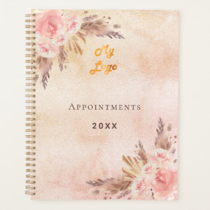 Pampas Gras Rose Gold Blume Business QR-Code Planer