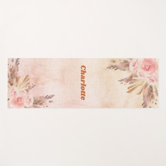 Pampas Gras Rose Goldblütenflorchen Yogamatte (Vorderseite (Horizontal))