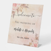 Pampas Gras Rose Goldene Blütenhochzeit Sockelschild (Vorderseite)