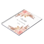 Pampas Gras Rose Goldflorale Name Notizblock (Linke Seite)