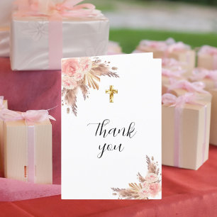 Pampas Gras Rose Goldfloralen Foto Taufen Dankeskarte