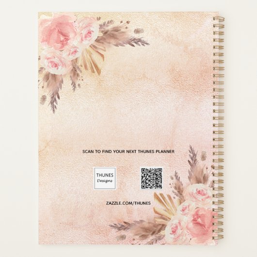 Pampas Gras Rose Goldfloralen Name 2025 Planer (Rückseite)