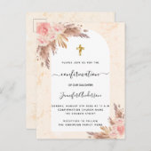 Pampas-Gras-Rose Goldmarmor Einladungspostkarte (Vorne/Hinten)