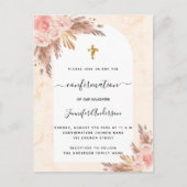 Pampas-Gras-Rose Goldmarmor Einladungspostkarte (Vorderseite)