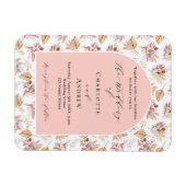 Pampas Gras Rose Goldmedaille Hochzeit Einladung Magnet (Horizontal)