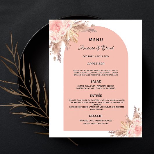 Pampas-Gras-Rose mit Blumenrot