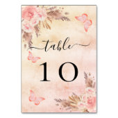 Pampas Gras Rose Rosa Blütenschmetterling Tischnummer (Rückseite)