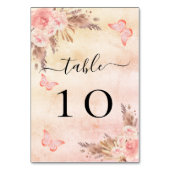 Pampas Gras Rose Rosa Blütenschmetterling Tischnummer (Vorderseite)