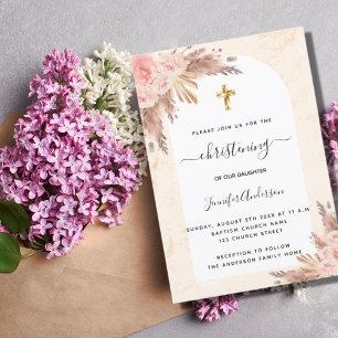 Pampas-Gras-Rose, röstliches Marmormädel Einladung