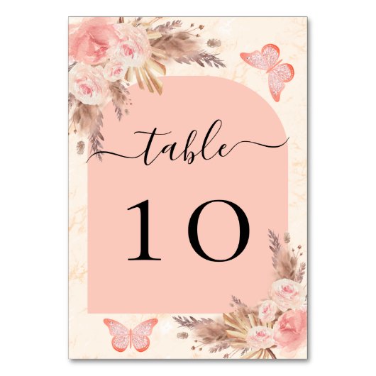 Pampas gras Rose Tischnummer (Rückseite)