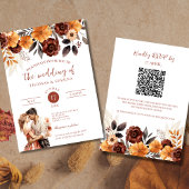Pampas-Gras-Rust-Fall-QR-Code in einer Hochzeit Einladung