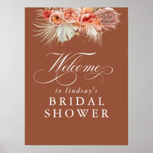 Pampas Gras Rust Terrakotta Brautparty Willkommen Poster
