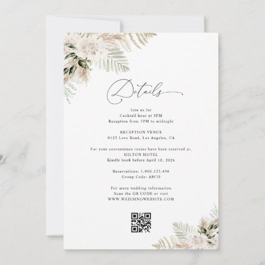 Pampas Gras Salbei Einladung (Rückseite)