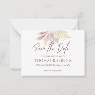 Pampas Gras Save the Date Blush Pink QR Code Mitteilungskarte